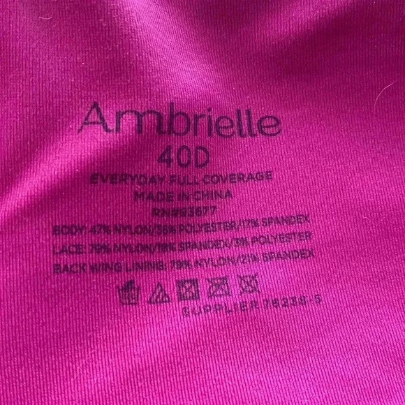 Ambrielle 40D Underwire Lightly Lined Nylon Balconette 3 Hook Adjustable Bra - Picture 7 of 7